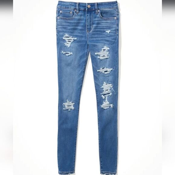 373 NWT AE Next Level Patched High-Waisted Jegging Size 2 Regular - Picture 1 of 10